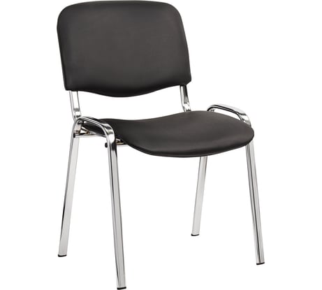 Стул для персонала и посетителей ОФИСМАГ Изо, хромированный каркас, кожзам черный Z-11 К3 530581