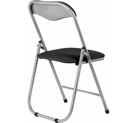Стул складной для дома и офиса ОФИСМАГ Рс04, серебристый каркас, кожзам черный 532044