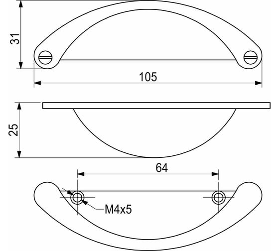 Ручка мебельная AKS PATIO-64 античный никель AK 62057