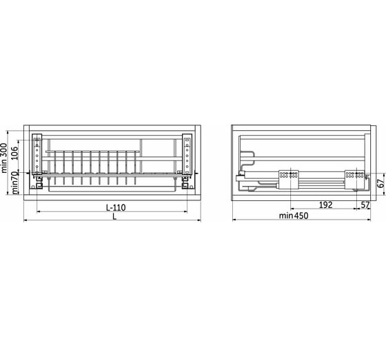 Корзина выдвижная AKS FLAT LINE с сушкой 60 с доводчиком, хром AK 90619