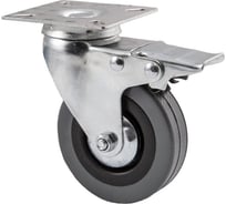 Колесо с площадкой AKS диаметр 75 мм, с тормозом, серая резина 68152