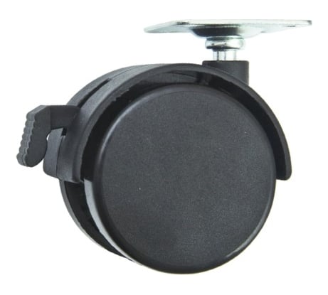 Мебельное колесо AKS КМ-40Н площадка, с тормозом, черное 11084