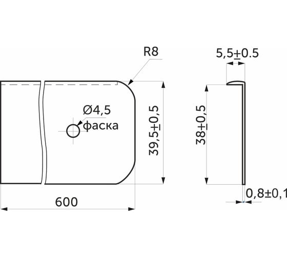 Торцевая планка к столешнице AKS правая, 38 мм, алюминий 22532