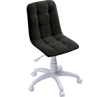 Кресло Фабрикант пластик WH, ткань Velur v 34 (черный), г/п 140, пиастра WH, PL 600, ролик белый Анри G 4600812037650