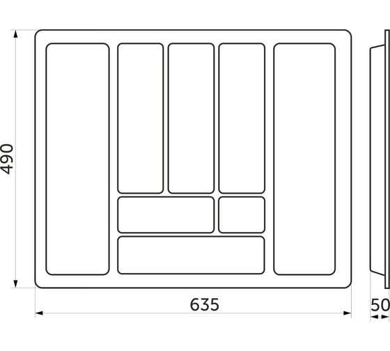 Вкладыш шуфлядный PL COMFORT 70/490, металлик, фактический размер 635x490 мм 13437