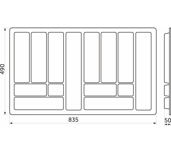 Вкладыш шуфлядный PL COMFORT 90/490, белый, фактический размер 835x490 мм 13440