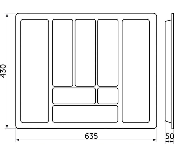 Вкладыш шуфлядный PL COMFORT 70/430, металлик, фактический размер 635x430 мм 31559
