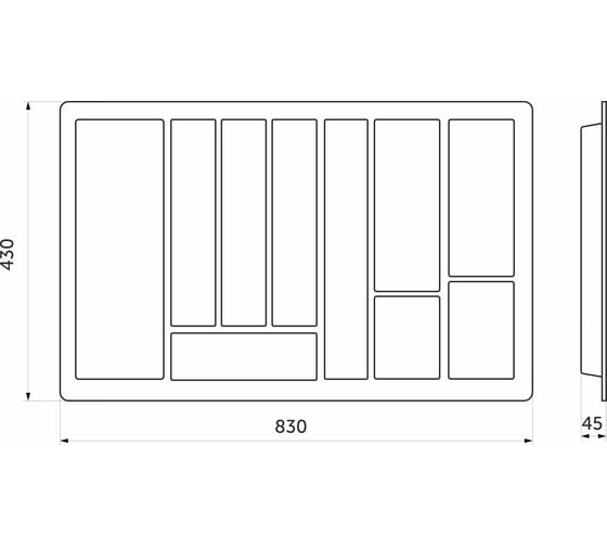 Вкладыш шуфлядный PL STANDARТ 90/430, белый, фактический размер 830x430 мм 67355
