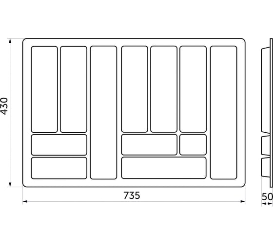 Вкладыш шуфлядный PL COMFORT 80/430, металлик, фактический размер 735x430 мм 31565