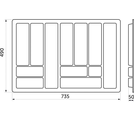 Вкладыш шуфлядный PL COMFORT 80/490, белый, фактический размер 735x490 мм 13439