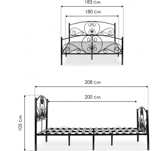 Двуспальная кровать Woodville Нерика 180x200 черная 482089