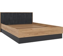 Двуспальная кровать Woodville Леви 160x200 дуб крафт золотой / черный / угольный камень 563857