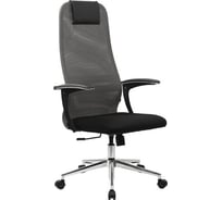 Офисное кресло BRABIX Premium Ultimate Ex-801 хром, плотная двойная сетка Х2, черное/серое 532918