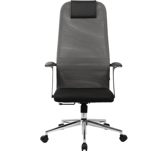Офисное кресло BRABIX Premium Ultimate Ex-801 хром, плотная двойная сетка Х2, черное/серое 532918