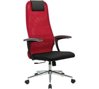 Офисное кресло BRABIX Premium Ultimate Ex-801 хром, плотная двойная сетка Х2, черное/красное 532921