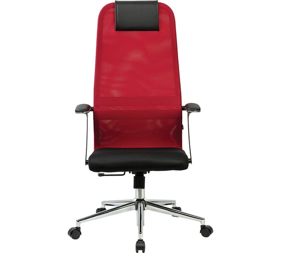 Офисное кресло BRABIX Premium Ultimate Ex-801 хром, плотная двойная сетка Х2, черное/красное 532921