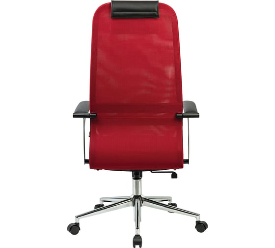 Офисное кресло BRABIX Premium Ultimate Ex-801 хром, плотная двойная сетка Х2, черное/красное 532921