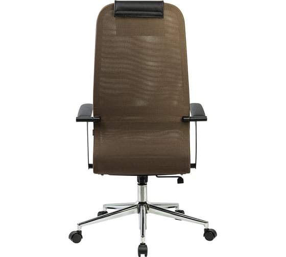 Кресло BRABIX Premium Ultimate Ex-801 хром, плотная двойная сетка Х2, черное/коричневое 532920