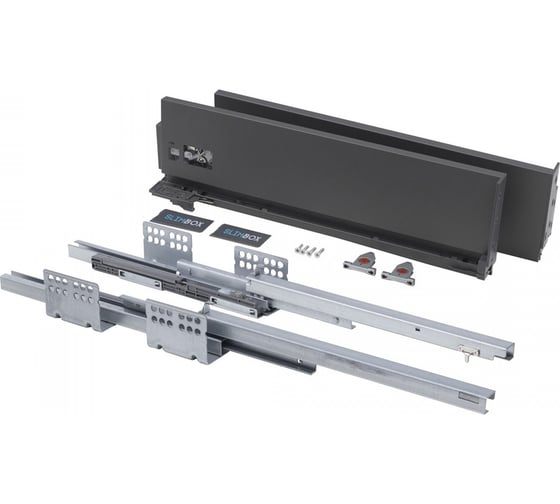 Система ящиков AKS Slimbox 128x350 мм, средний, с доводчиком, графит, правый и левый 50805 1