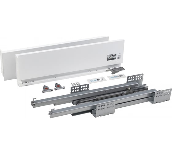 Система ящиков AKS Slimbox 128x300 мм, средний, с доводчиком, белый, правый и левый 83072 1