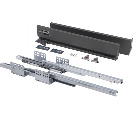 Система ящиков AKS Slimbox 90x500 мм, низкий, с доводчиком, графит, правый и левый 45760