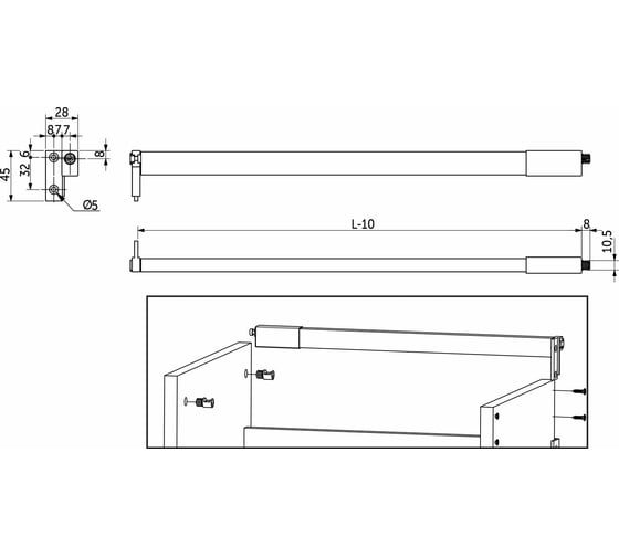 Релинг к Slimbox AKS длина 500 мм, графит, 2 шт. 53189