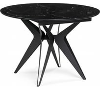 Стеклянный стол Woodville Рикла 110(150)х110x76, черный мрамор/черный 553566