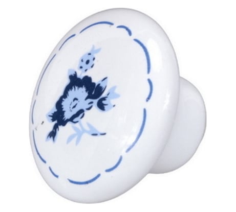 Ручка-кнопка Brante RK.1427.WT.F5 синий цветок 606548