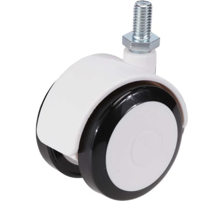 Поворотное колесо Brante D 50 мм на штыре М8 колесо обрезиненное белое/черное 104309
