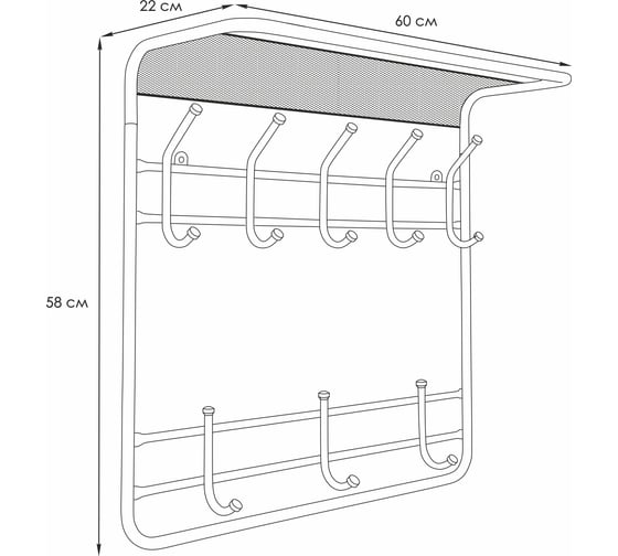 Вешалка ЗМИ с полкой Гранада 22 GRANADA 22 hanger with shelf графит ВСПГ22 Гр