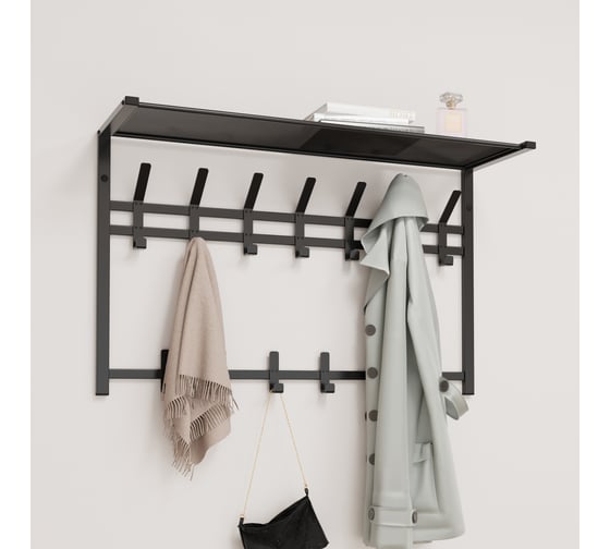 Вешалка ЗМИ с полкой 2-х ярусная Торонто 32, hanger with shelf черный ВСПТ32 Ч