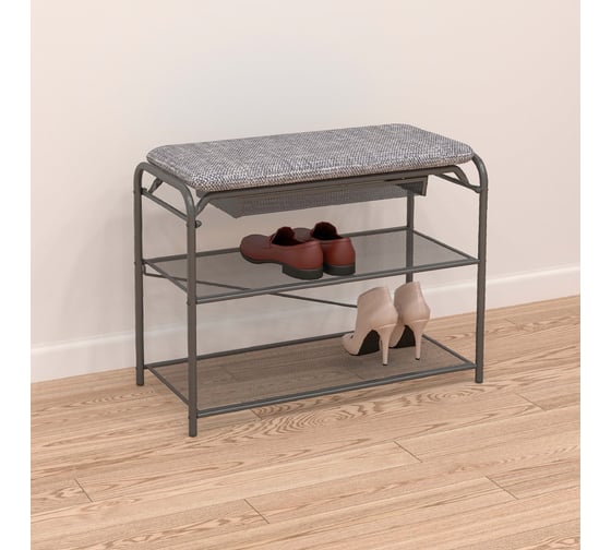 Подставка для обуви ЗМИ Гранада 23В с сиденьем и ящиком GRANADA 23В shoe bench графит ПДОГ23В Гр