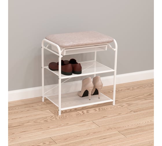 Подставка для обуви ЗМИ Гранада 13В с сиденьем и ящиком GRANADA 13В shoe bench белый ПДОГ13В Б