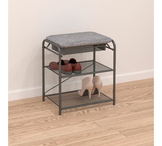 Подставка для обуви ЗМИ Гранада 13В с сиденьем и ящиком GRANADA 13В shoe bench графит ПДОГ13В Гр