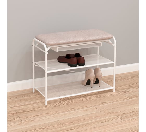 Подставка для обуви ЗМИ Гранада 23В с сиденьем и ящиком GRANADA 23В shoe bench белый ПДОГ23В Б
