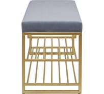 Обувница GreenWeen GARDA PLUS, золотой каркас, сидение велюр цвет Light Blue, 850x400x520 мм GW-GARDAPLUS-LB-850G