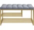 Обувница GreenWeen GARDA PLUS, золотой каркас, сидение велюр цвет Light Blue, каретная стяжка, 850x400x520 мм GW-GARDAPLUS-LB-850G-K 2