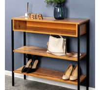 Обувница-этажерка Letta Frame ЛДСП, дуб вотан, черный металл, 900x900x282 мм LMK00028