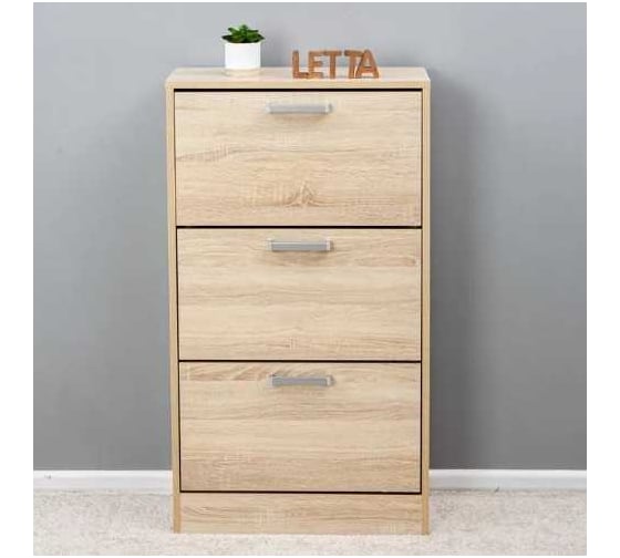 Обувница Letta Ультра вертикальная, 3 секции, дуб сонома, 584x1048x244 мм L2972