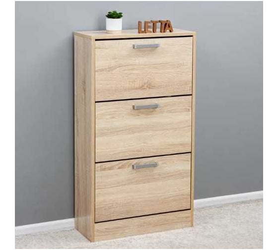 Обувница Letta Ультра вертикальная, 3 секции, дуб сонома, 584x1048x244 мм L2972