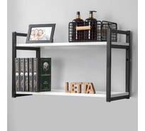 Полка Letta Frame навесная/напольная, ЛДСП, белое тиснение, черный металл, 670x400x290 мм LMK1020201