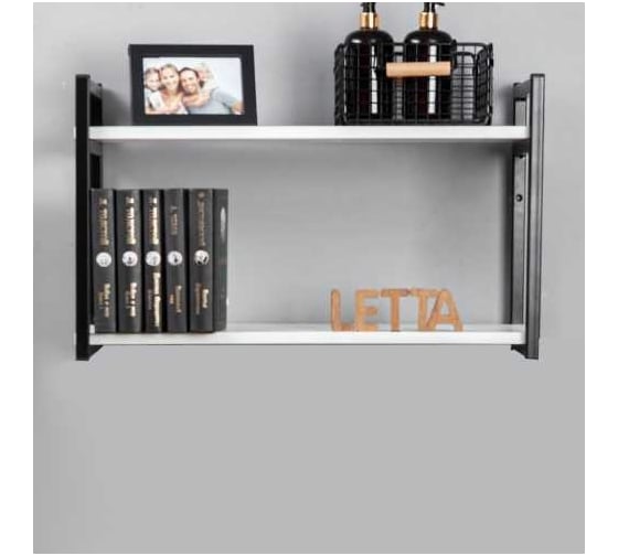 Полка Letta Frame навесная/напольная, ЛДСП, белое тиснение, черный металл, 670x400x290 мм LMK1020201