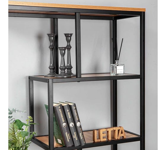 Стеллаж Letta Trust ЛДСП, дуб вотан, черный металл, 770x1750x300 мм LMK1470101