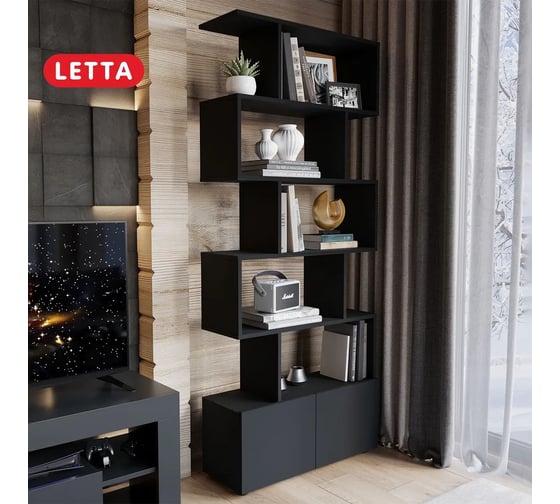 Стеллаж Letta Zett с 2 дверками, черный, 730x1757x250 мм L36690