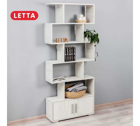 Стеллаж Letta Zett с 2 дверками, дуб крафт белый, 730x1757x250 мм L36691