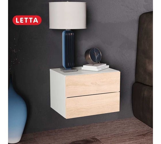 Подвесная тумба Letta Оливия белое тиснение/дуб сонома, 420x279x300 L4071