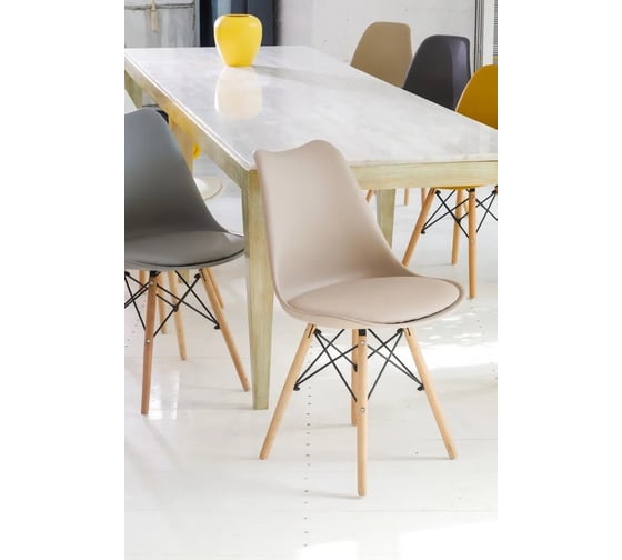 Стул мягкий Leon Group в стиле eames dsw, голубой SH1804M-BLU1