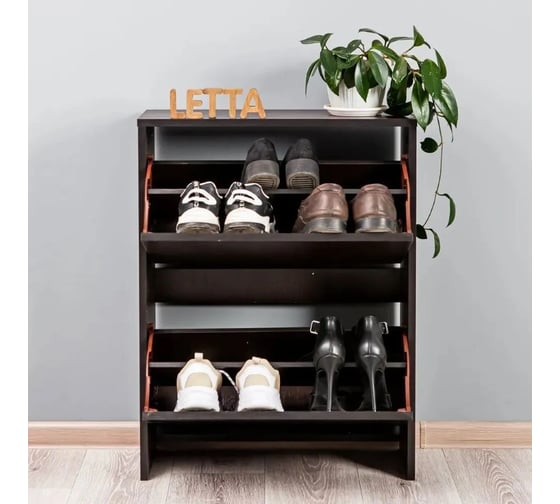 Обувница Letta Мальта Лайт вертикальная 2 секции венге 59x77x22 L135583