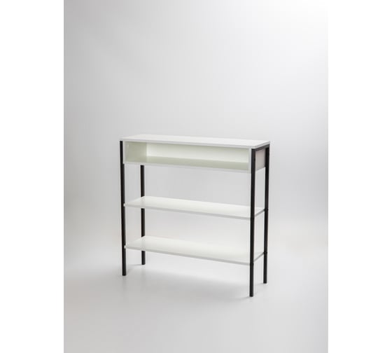 Обувница-этажерка Letta Frame ЛДСП белое тиснение, черный металл 900x900x282 LMK00047