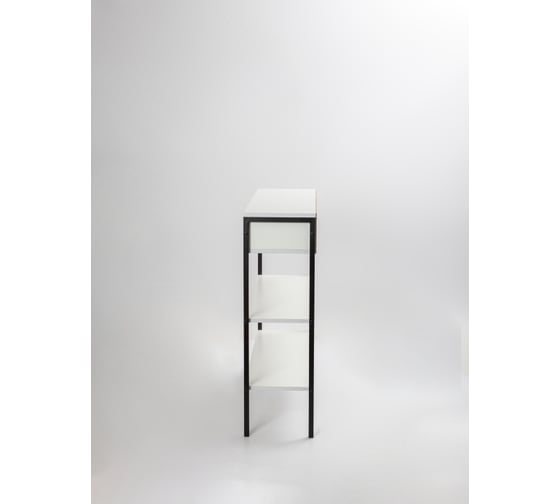 Обувница-этажерка Letta Frame ЛДСП белое тиснение, черный металл 900x900x282 LMK00047